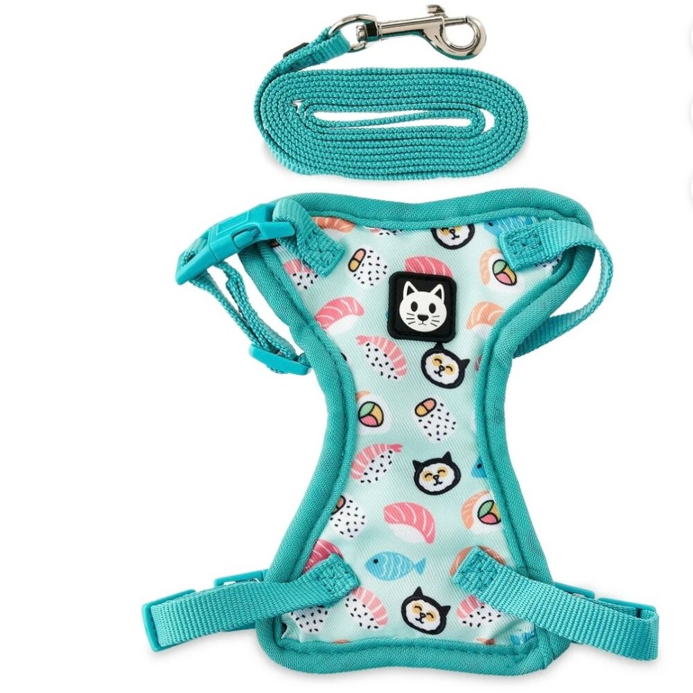Vibrant Life Sushi Cat Harness and Leash Set, Blue, One Size Fits Most